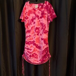 PINK Victoria's Secret Pink Tie-Dye Ruched Short Sleeve Dress